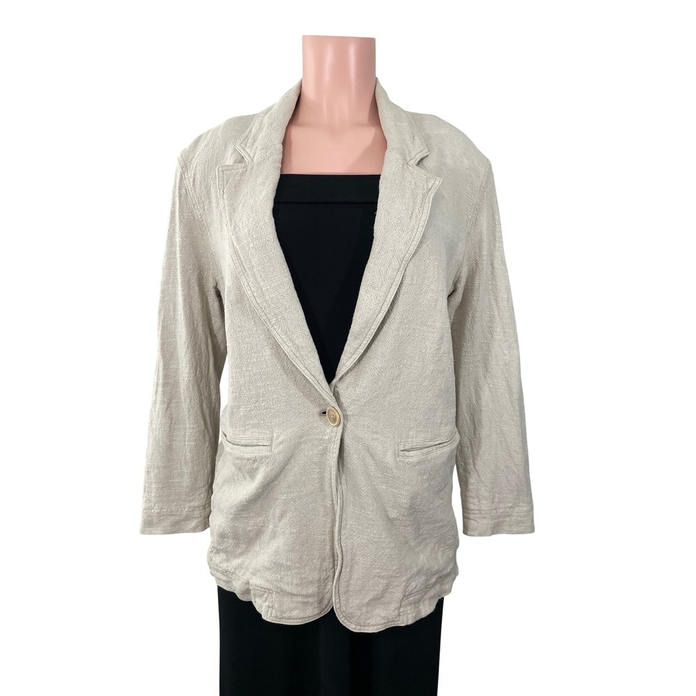 We The Free People Linen Blend Blazer Beige Size XS Relaxed Jacket OB1114533
